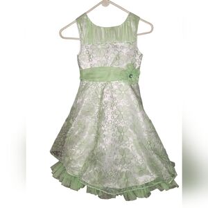 Jona Michelle Green White Floral Flower Easter Holiday Dress Size 8